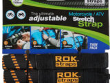 Rok Straps Adjustable Motorcycle Straps Black Orange Stripes