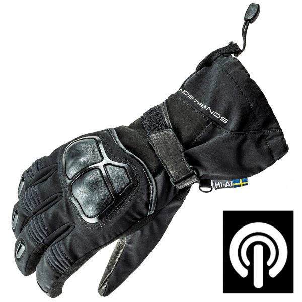 Lindstrands Hede Leather Waterproof Motorcycle Gloves Black